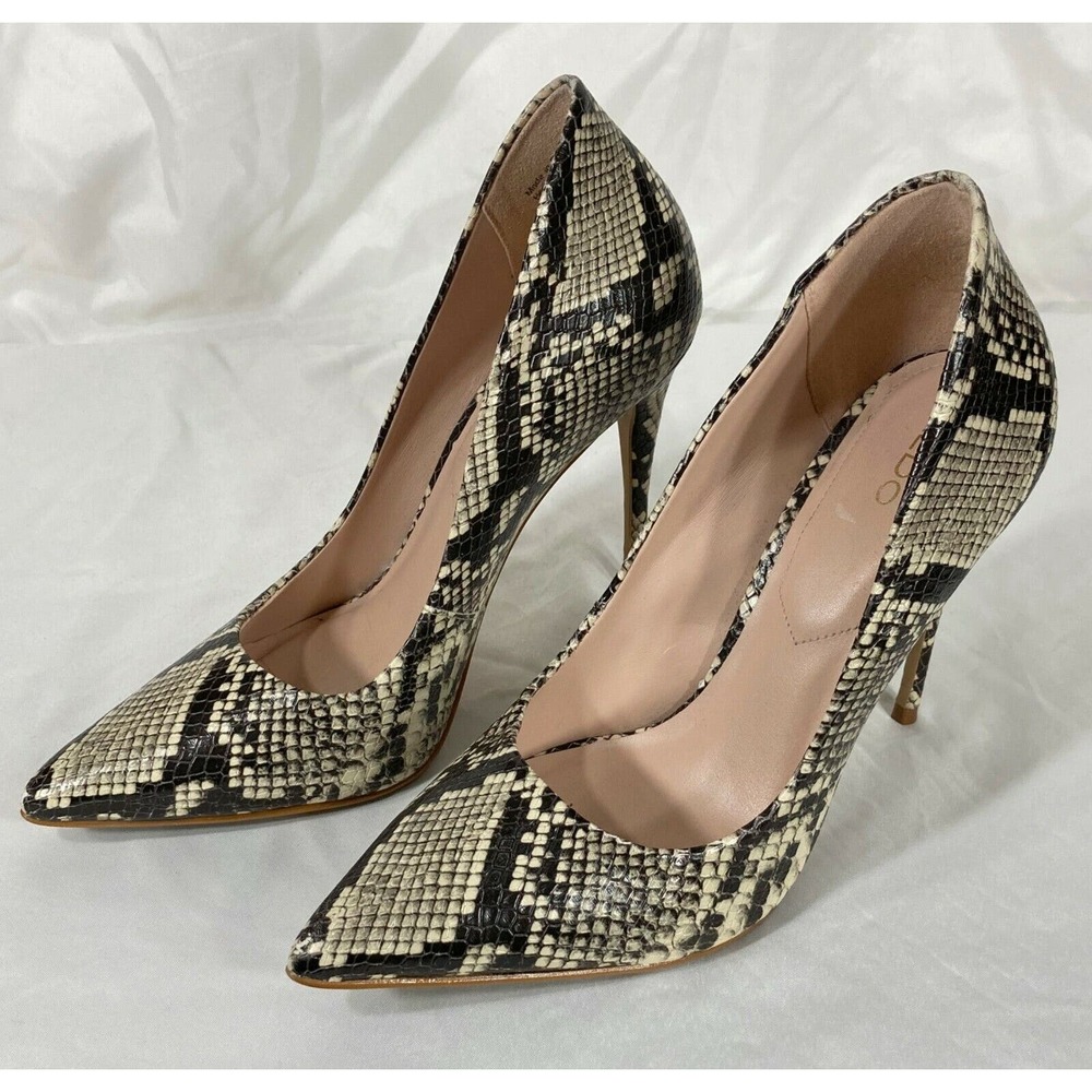 Aldo Women's Stessy Snakeskin Stiletto High Heel Shoe Size 8 EU 38.5 Pointy Toe